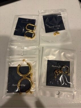 Gold Hoop Earrings Set - Fashion Jewelry